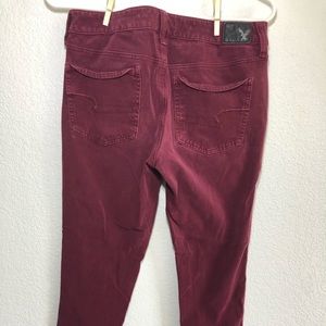 Maroon American Eagle Jegging Jeans